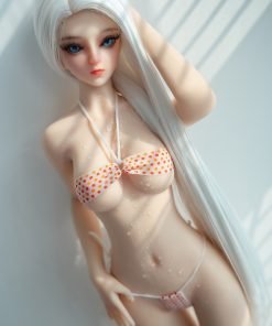 Mot - Atractiva figura de anime de silicona completa, rubia de pelo blanco, adorable y encantadora