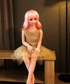 Elisa - Mini muñeca sexual pequeña de 100 cm (3 pies 3 pulgadas), pechos pequeños y cabello rosa