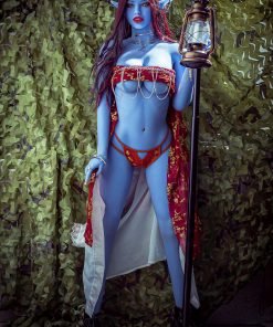 Pequeno - Muñeca AiBei de 158 cm, ultrarealista de raza elfa con piel azul